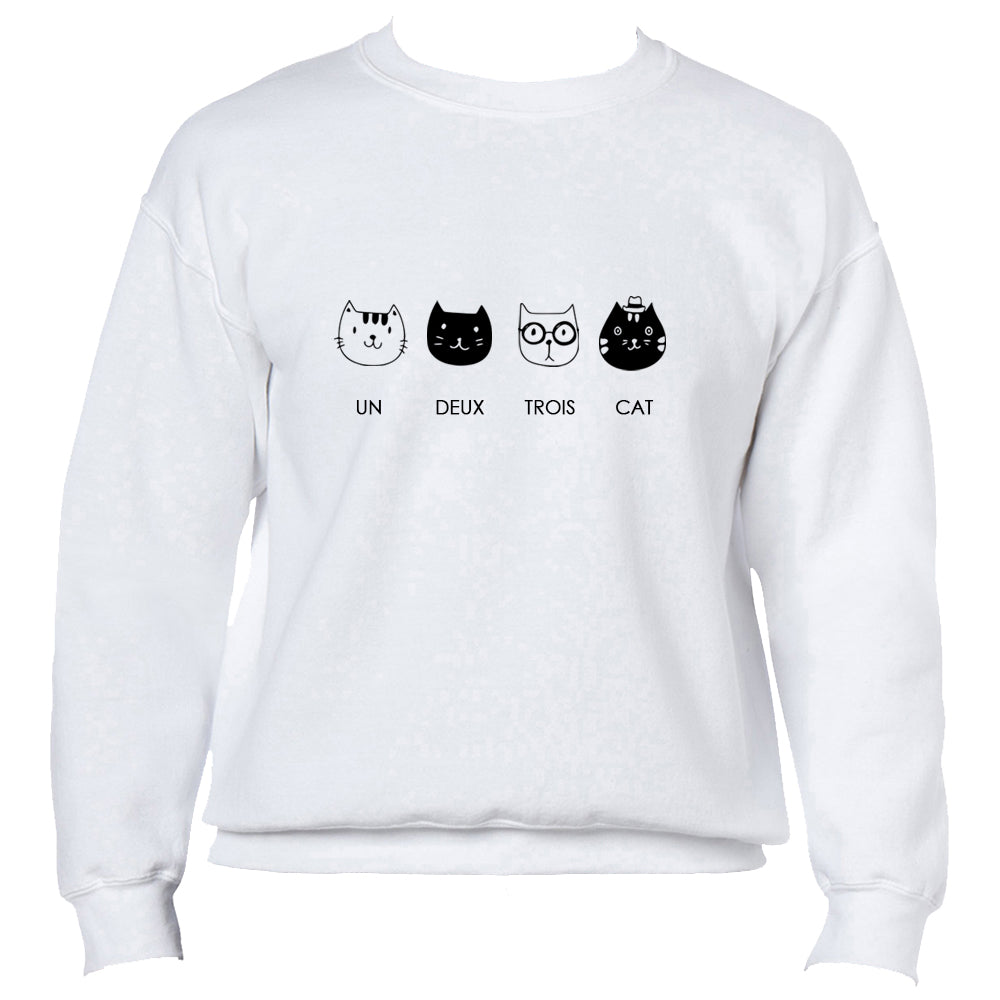 Un Deux Trois Cat Jumper Unisex White