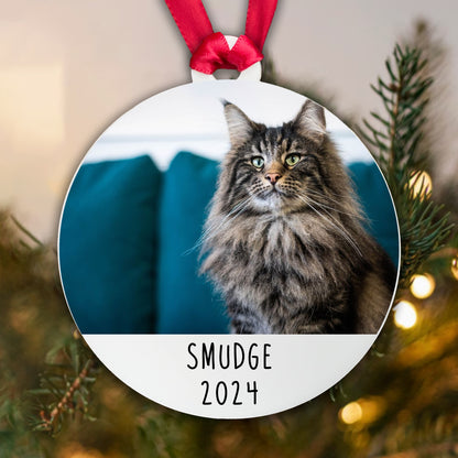 Personalised Cat Photo Bauble Tree Decoration