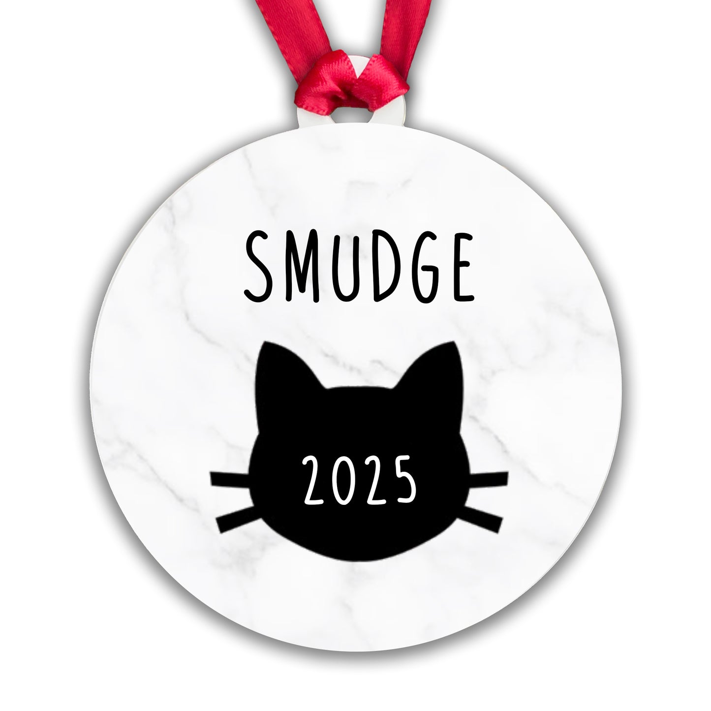 Personalised Cat Name and Year Bauble Christmas Tree Decoration - Gift Boxed