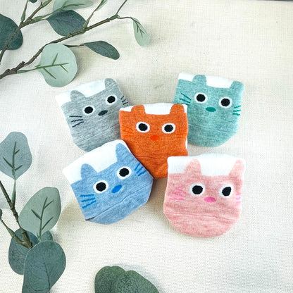 Cute Cat Face Socks - Pack of 5 - All Colours