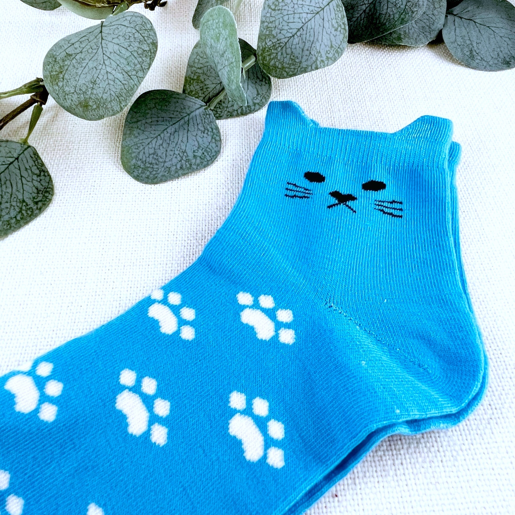 Cute Cat Ear Ankle Socks - Blue